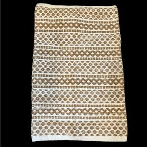 NWOT Mohawk Home Boho Geometric Cotton Jute Woven Rug 16”x24” White/Camel